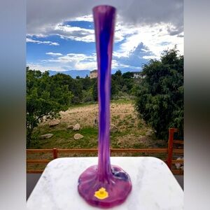 SOLD MCM West Germany Purple & Blue Eiffel Tower Vase 13” Lead Oxide Vintage